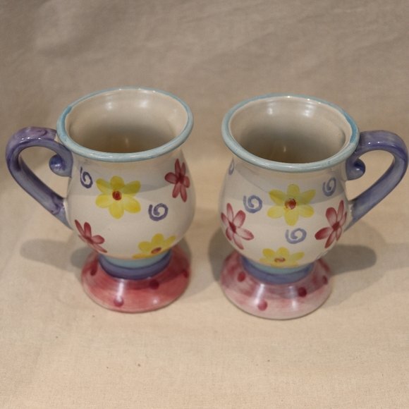 Floral Cermaic Mugs Set Kitchy Cute Coffee Tea Mugs Matching Set - Picture 8 of 8
